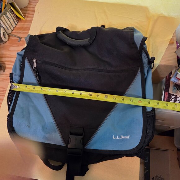 L.L Bean Large Teal Canvas Messenger / Laptop / Backpack Bag - Picture 4 of 8
